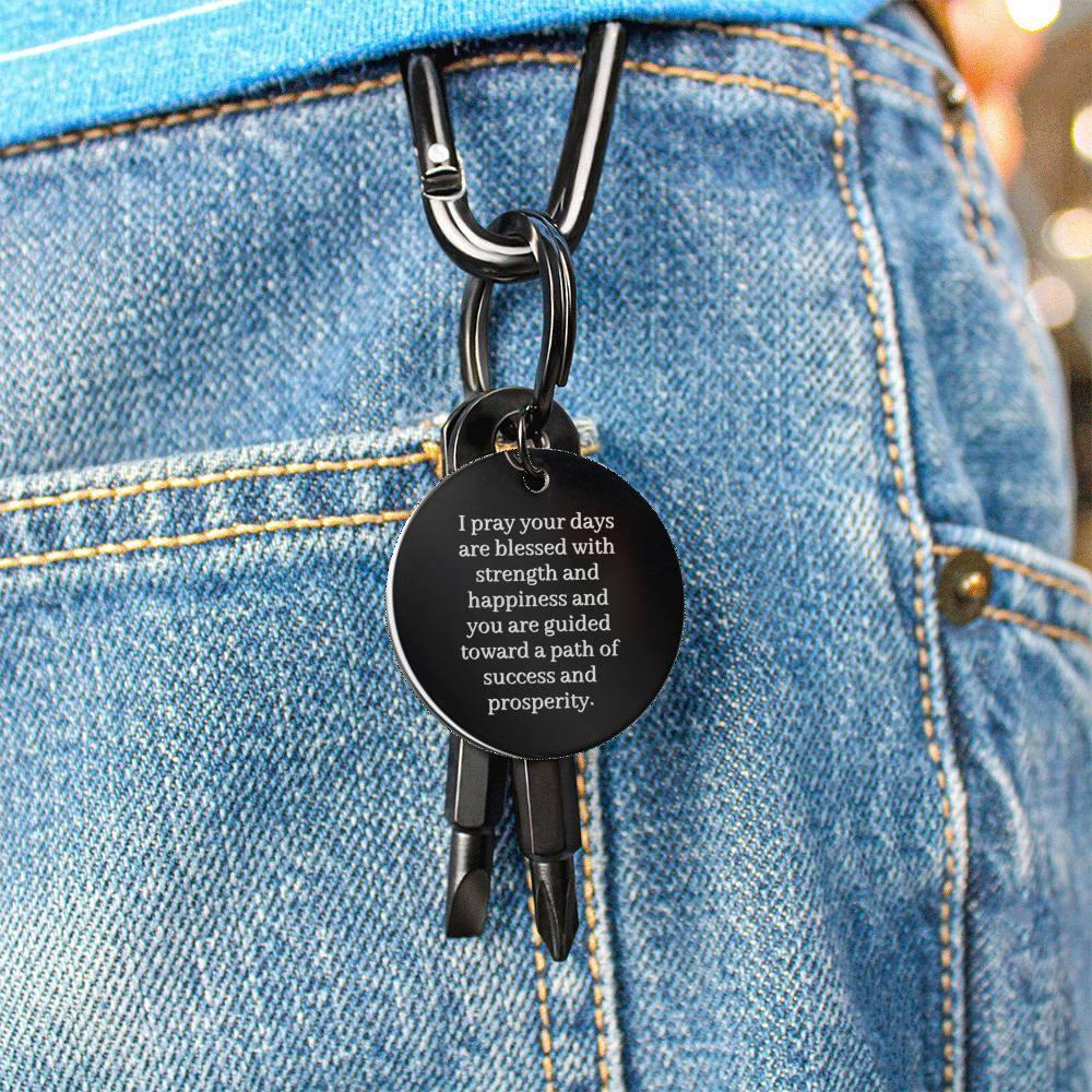 Blessed and Guided | Screwdriver Keychain for him with Engraved Message & Personalized Engraving