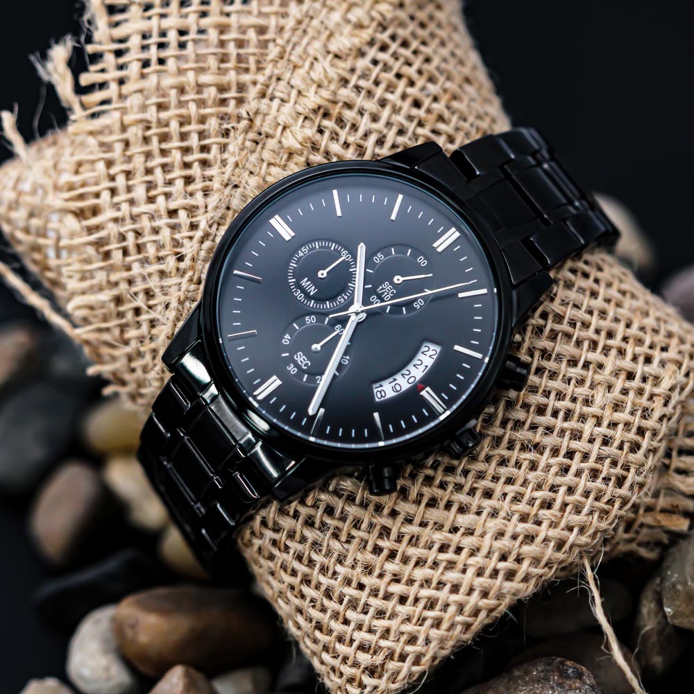 Father and Best Friend | Chronograph Watch for Dad with Engraved Message & Personalized Engraving