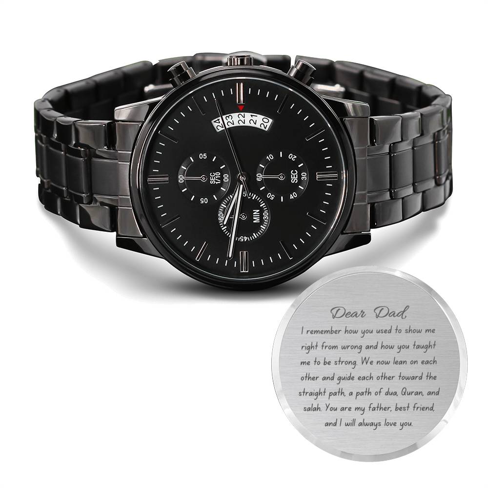 Father and Best Friend | Chronograph Watch for Dad with Engraved Message & Personalized Engraving