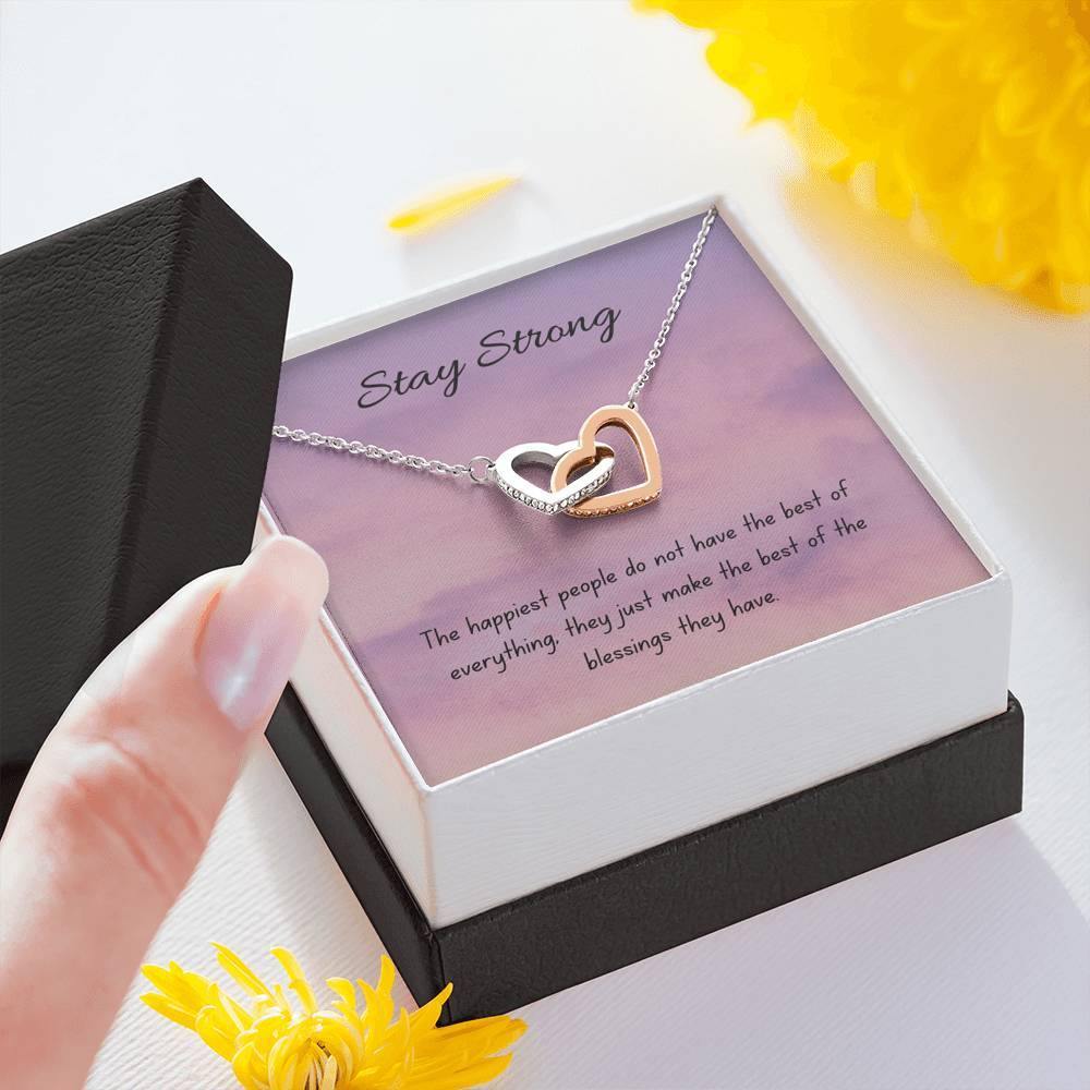 Blessings | Interlocking Hearts Necklace with Motivational letter