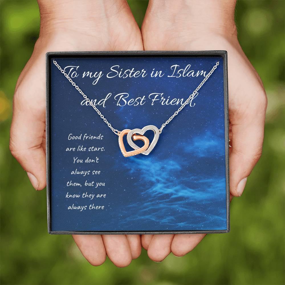 Always There | Interlocking Qulub necklace for friend with letter