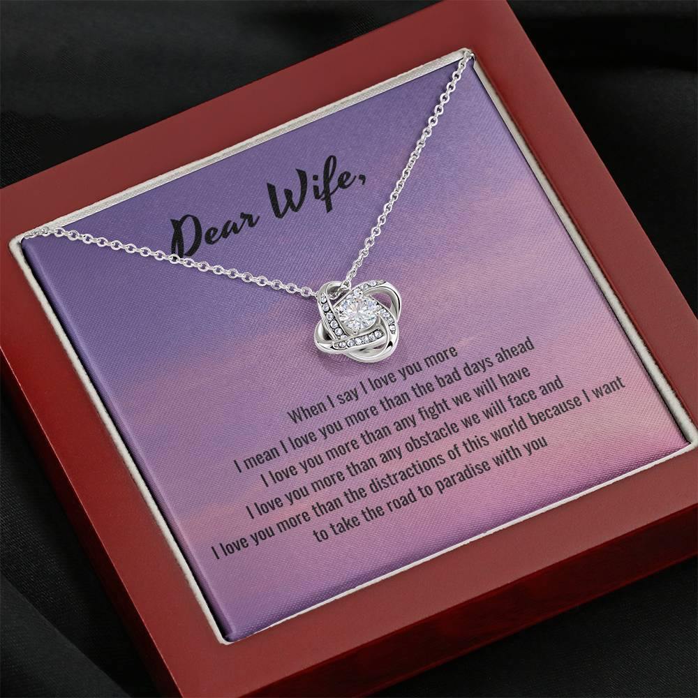 I Love You More | Quwa Knot necklace gift for Wife with Message Card