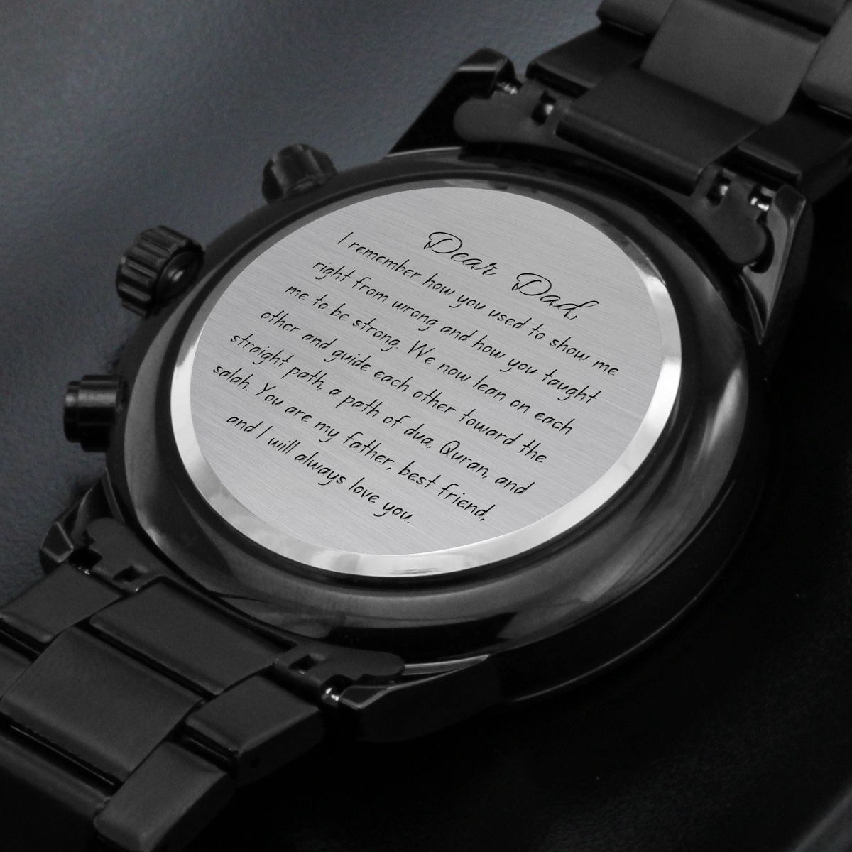 Father and Best Friend | Chronograph Watch for Dad with Engraved Message & Personalized Engraving