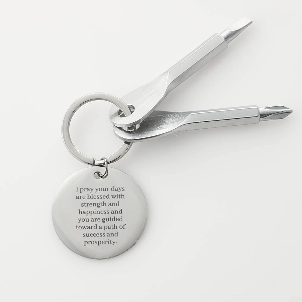 Blessed and Guided | Screwdriver Keychain for him with Engraved Message & Personalized Engraving