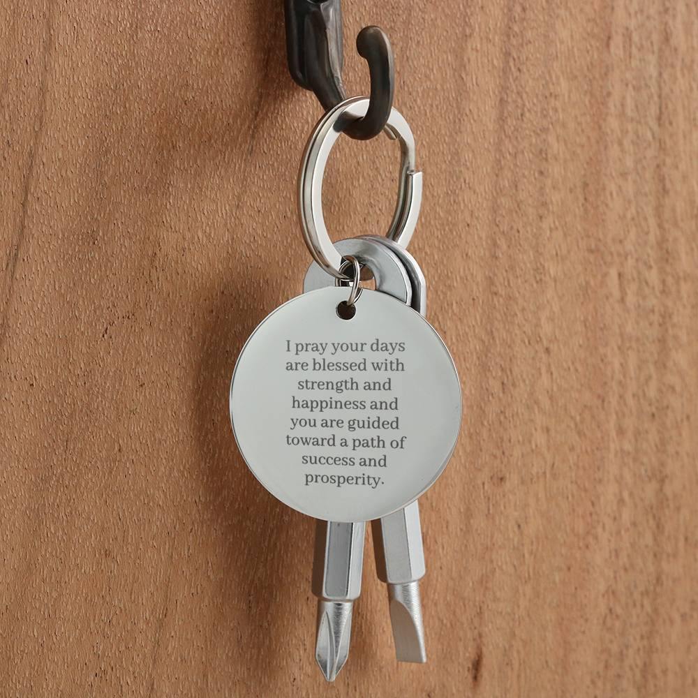 Blessed and Guided | Screwdriver Keychain for him with Engraved Message & Personalized Engraving