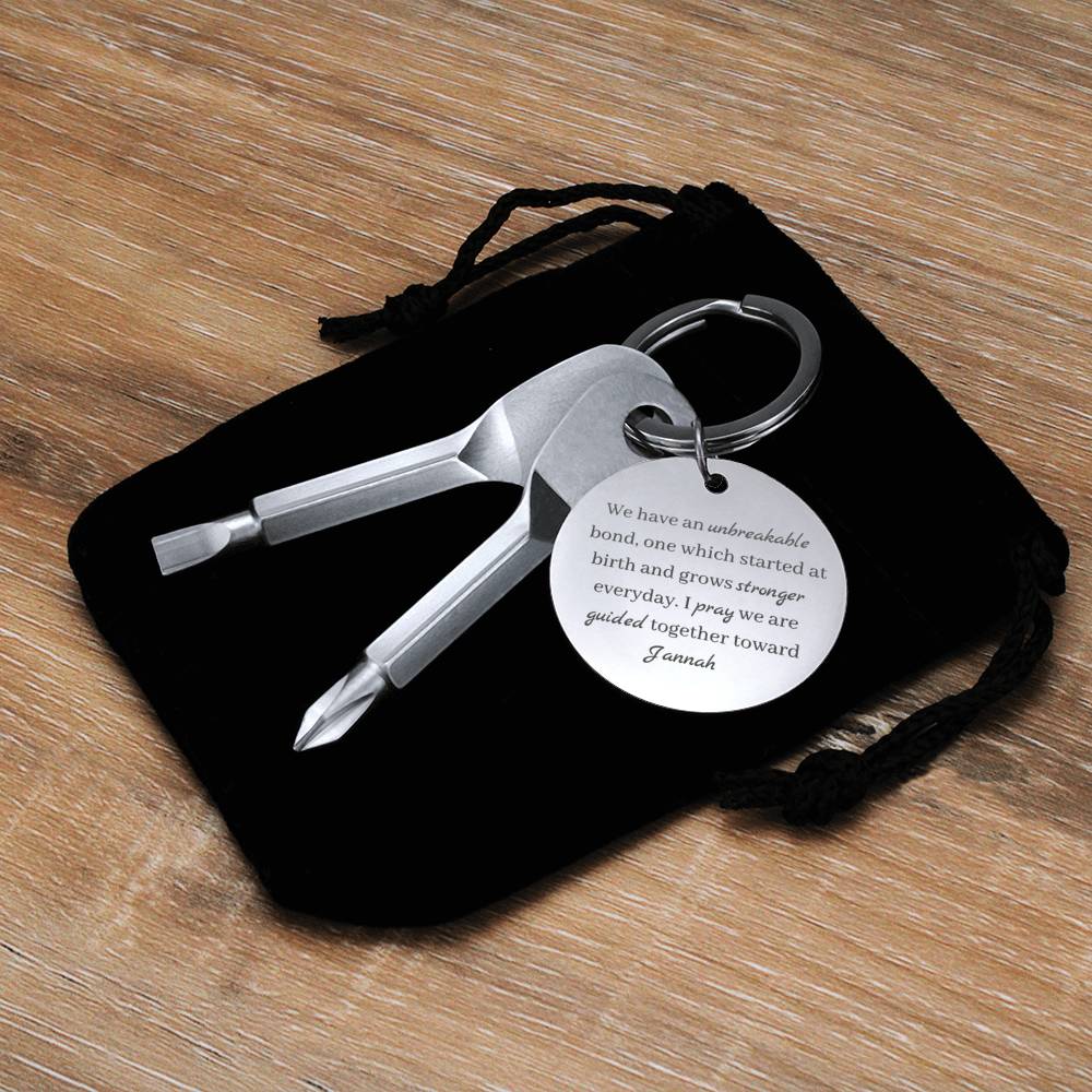 Unbreakable Bond | Screwdriver Keychain for him with Engraved Message