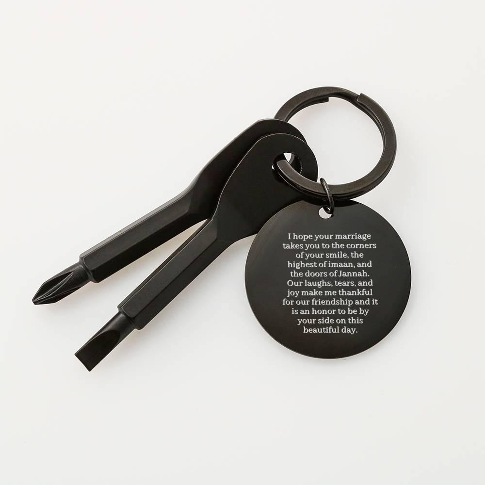 By Your Side | Screwdriver Keychain for Nikkah & Wedding for Groom with Engraved Message & Personalized Engraving