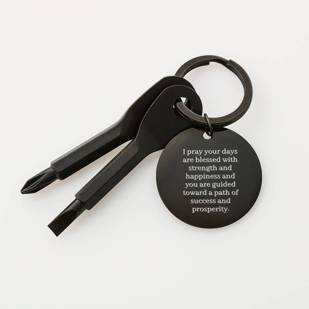Blessed and Guided | Screwdriver Keychain for him with Engraved Message & Personalized Engraving