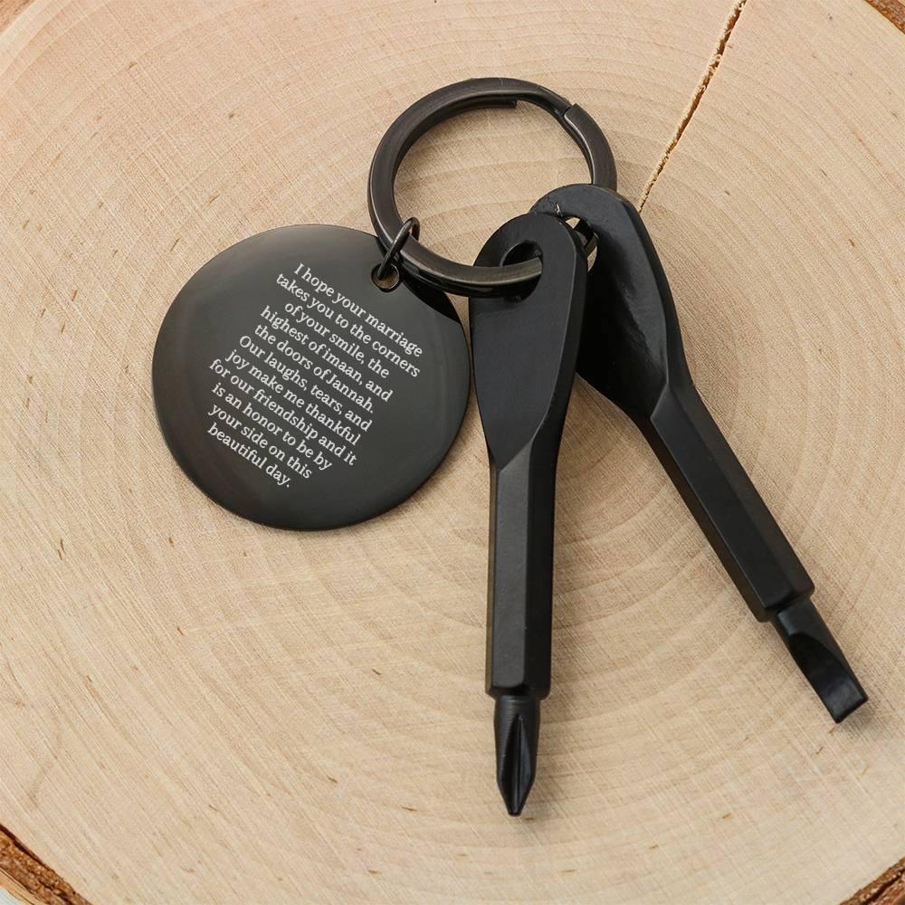 By Your Side | Screwdriver Keychain for Nikkah & Wedding for Groom with Engraved Message & Personalized Engraving