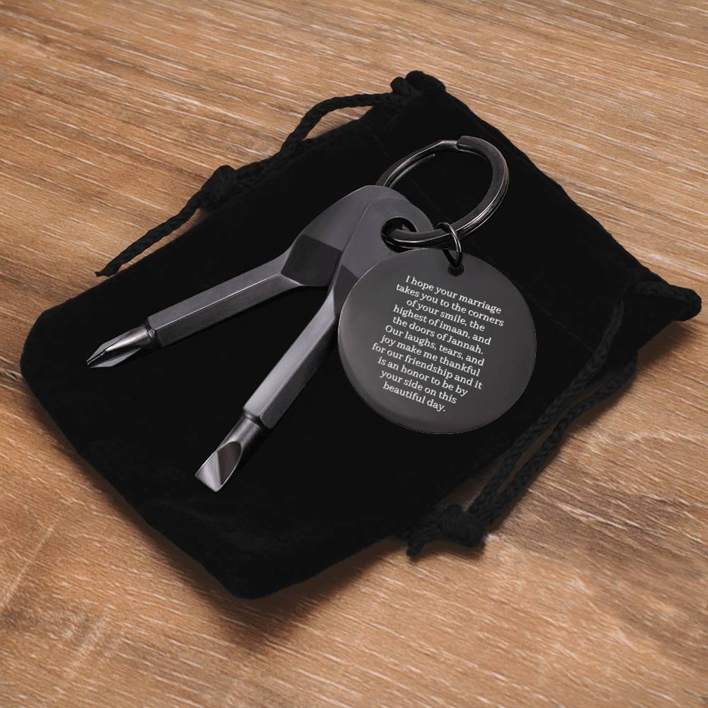 By Your Side | Screwdriver Keychain for Nikkah & Wedding for Groom with Engraved Message & Personalized Engraving