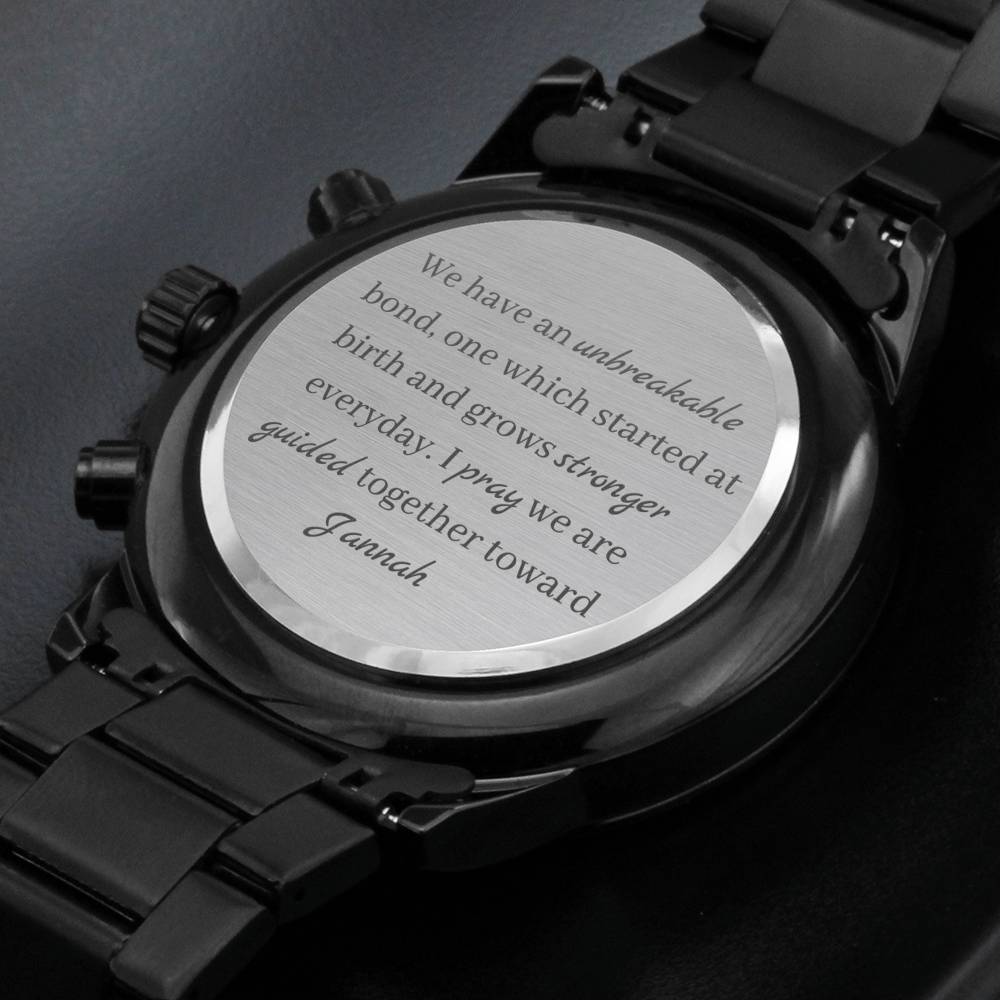 Unbreakable Bond | Chronograph Watch for him with Engraved Message