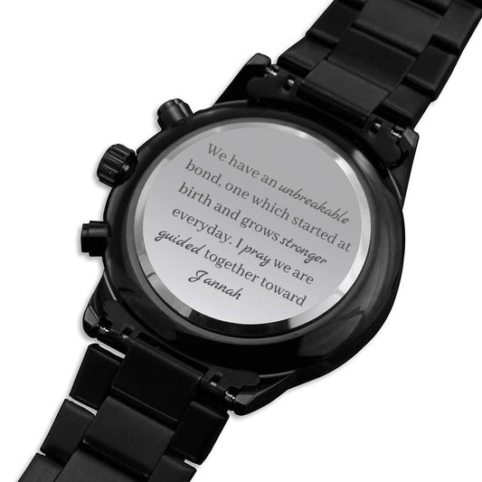 Unbreakable Bond | Chronograph Watch for him with Engraved Message - MuslimwithMe