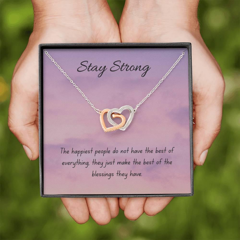 Blessings | Interlocking Hearts Necklace with Motivational letter
