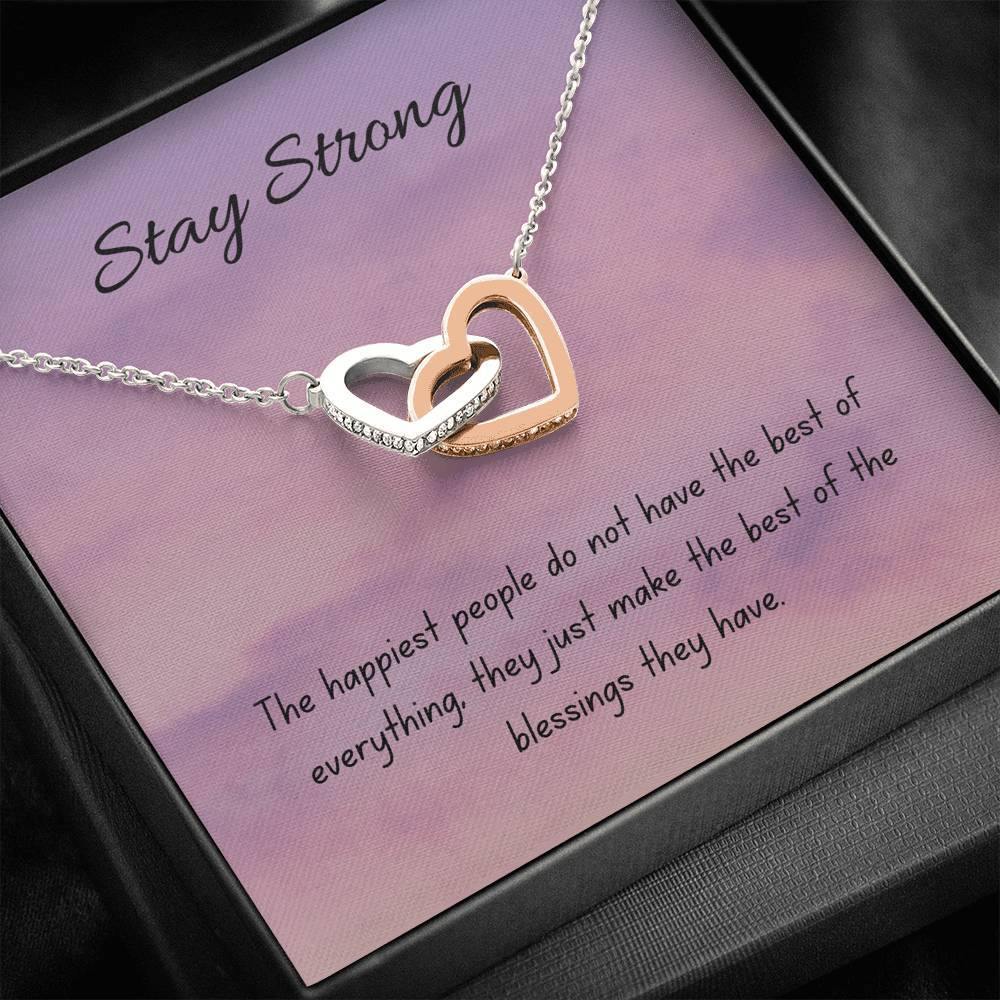Blessings | Interlocking Hearts Necklace with Motivational letter
