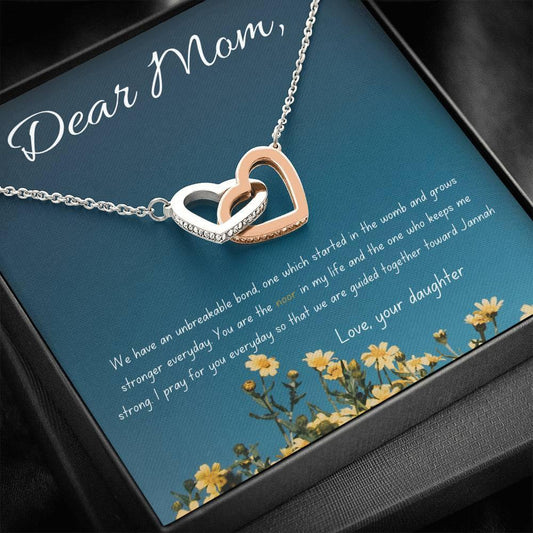 Unbreakable bond | Interlocking Qulub necklace gift for Mom with Message - MuslimwithMe