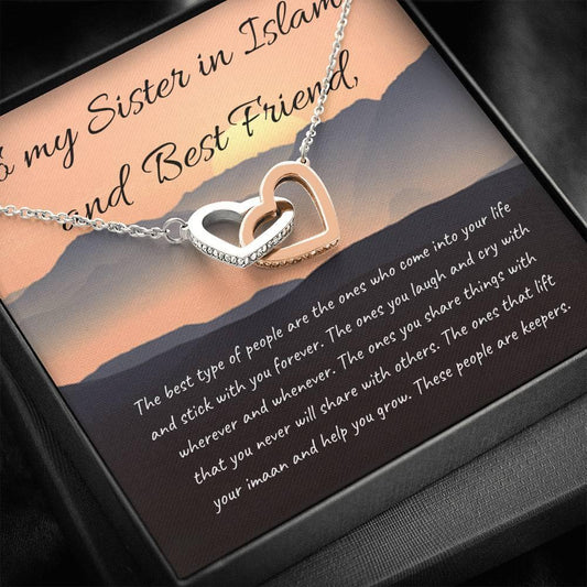 Always Friends| Interlocking Qulub Necklace for Best Friend with message - MuslimwithMe