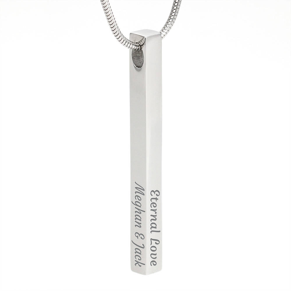 Far but in my prayers | Bar necklace for Eid with Message Card & Engrave Name, Date, and Message