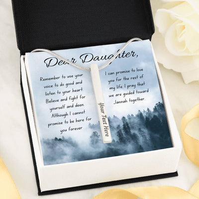 Jannah Together | Bar necklace for Daughter with message & Engrave any Name, Date, or Message