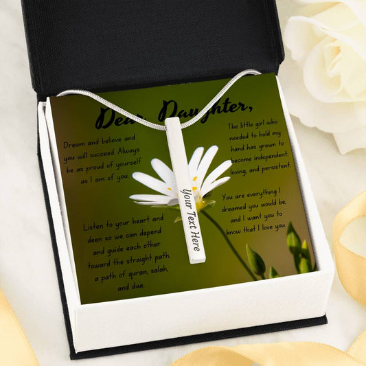 Dream | Bar necklace for Daughter with message card & engrave any name, date, or message - MuslimwithMe