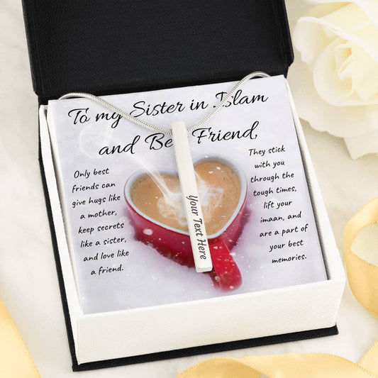 Only best friends | Bar necklace for best friend with message & engrave any name, date, message - MuslimwithMe