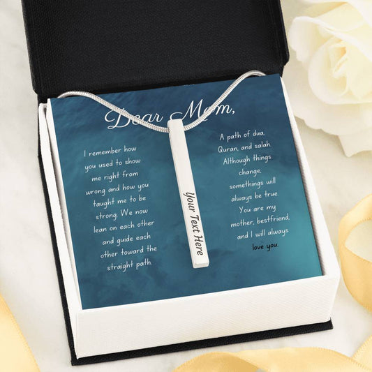 My Mother and Best Friend | bar necklace for Mom with letter card & Engraves any name, date, phrase - MuslimwithMe
