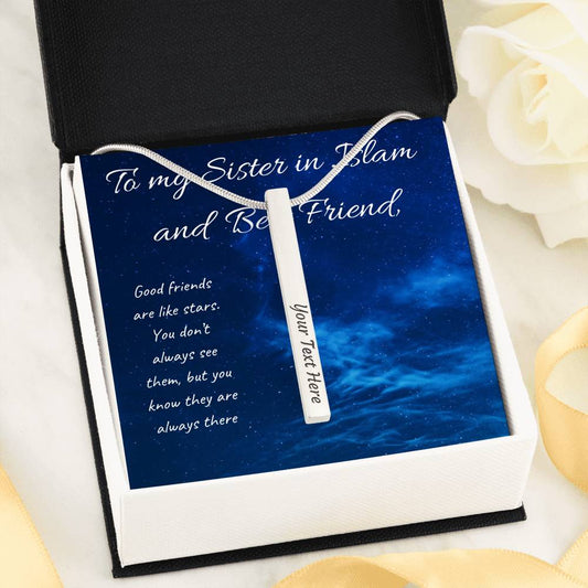 Stars are always there | Bar necklace for best friend with message & engrave any name, message, phrase - MuslimwithMe