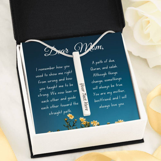 Mother and Best Friend | Bar necklace for Mom with message - MuslimwithMe