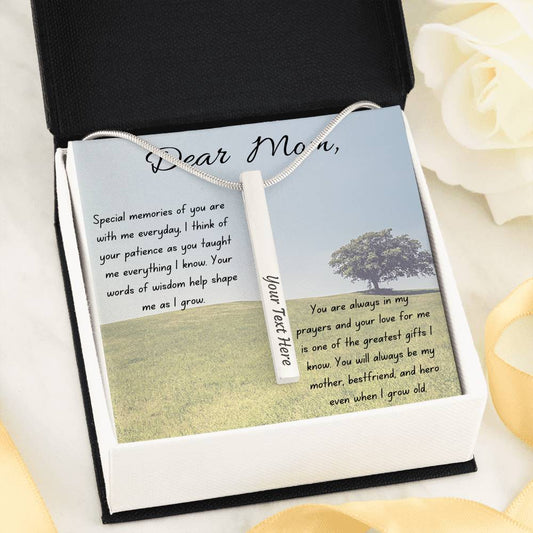 Special memories | bar necklace for Mom with message & engrave any name, date, phrase - MuslimwithMe
