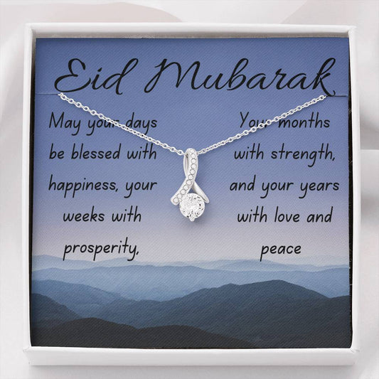 Happiness, prosper, strength, love, and peace | Eid wishes gift with necklace - MuslimwithMe
