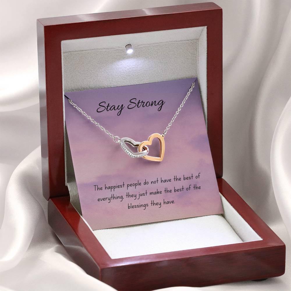 Blessings | Interlocking Hearts Necklace with Motivational letter