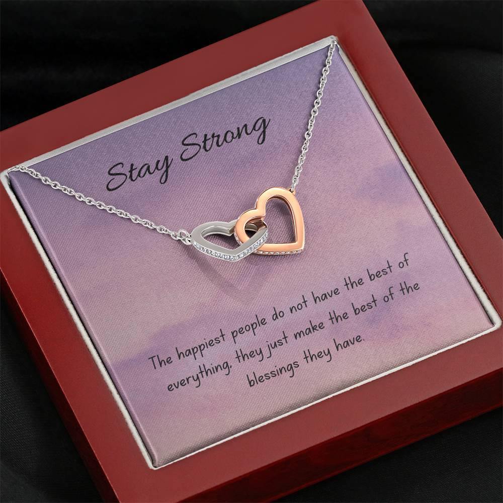 Blessings | Interlocking Hearts Necklace with Motivational letter